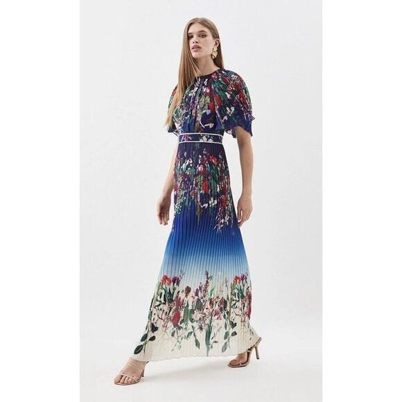 Karen Millen Dresses & Skirts - Karen Millen Pleated Detail Woven Floral Mixed Midaxi Dress Size 12 New